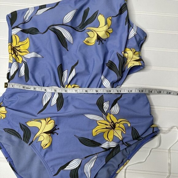 Jones New York Swimsuit Blue Floral One-Piece One Shoulder Cutout  Size M - Picture 11 of 14